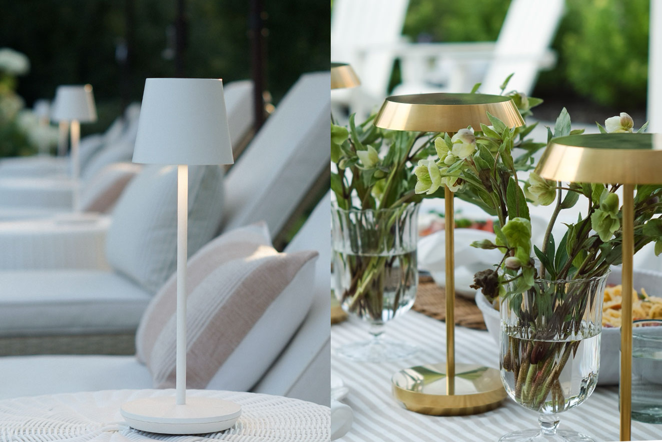Visual Comfort Lighting cordless lamps for outdoor lounge and dining spaces in Chattanooga